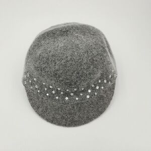 Gray Hat with Rhinestone Details